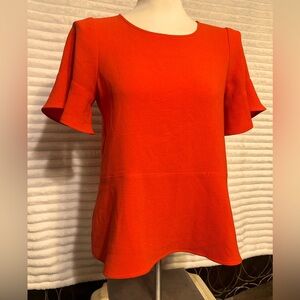 Madewell Orange Flutter Short Sleeve Blouse Shirt, Womens Size XS